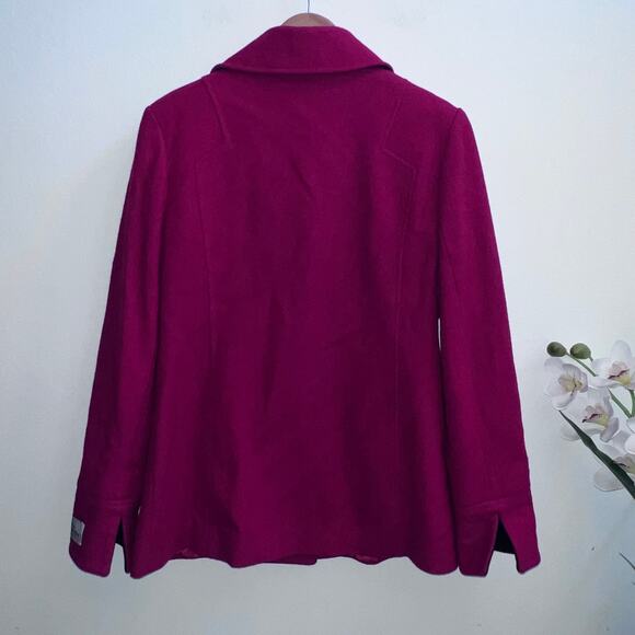 Preston & York Women's Wool Blend Pea Coat Size M Button Closure Red Lined - Picture 2 of 9